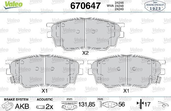VALEO 670647 - Set placute frana,frana disc aaoparts.ro