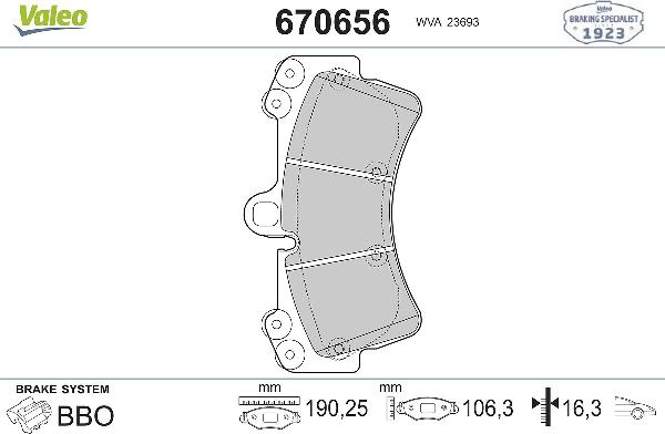 VALEO 670656 - Set placute frana,frana disc aaoparts.ro