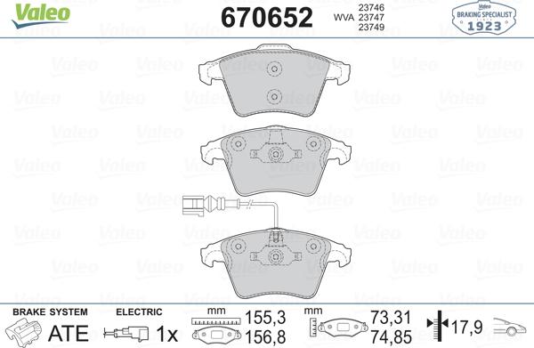 Valeo 670652 - Set placute frana,frana disc aaoparts.ro