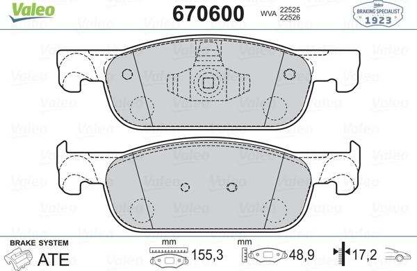 Valeo 670600 - Set placute frana,frana disc aaoparts.ro