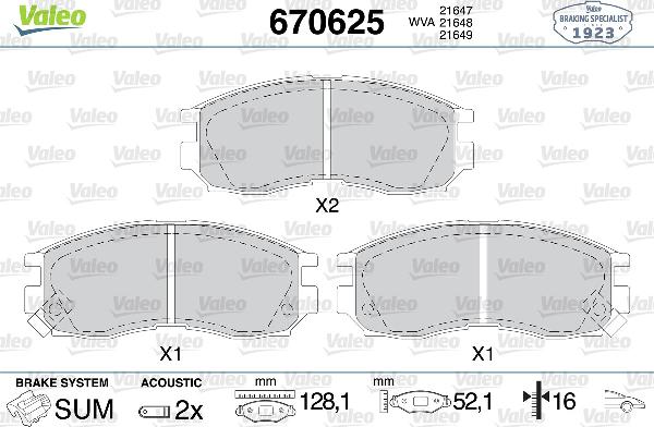 VALEO 670625 - Set placute frana,frana disc aaoparts.ro