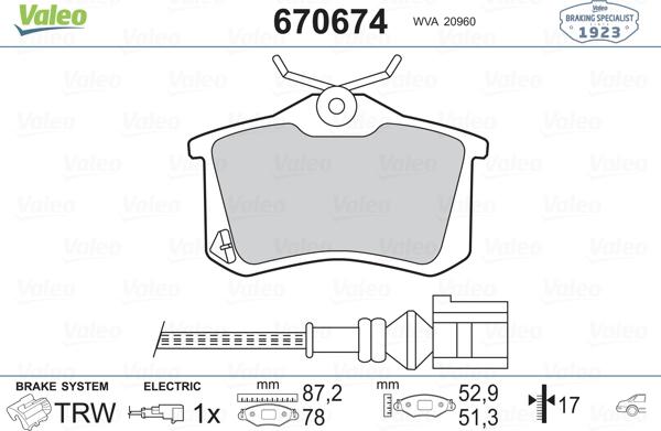 Valeo 670674 - Set placute frana,frana disc aaoparts.ro