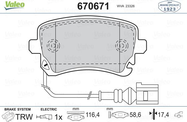 Valeo 670671 - Set placute frana,frana disc aaoparts.ro