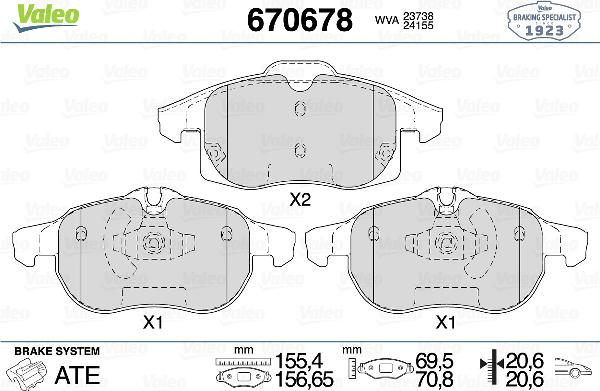 VALEO 670678 - Set placute frana,frana disc aaoparts.ro