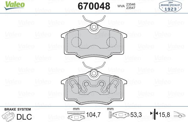 Valeo 670048 - Set placute frana,frana disc aaoparts.ro