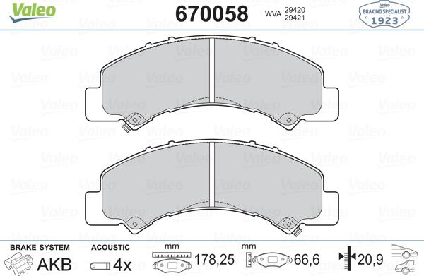 Valeo 670058 - Set placute frana,frana disc aaoparts.ro