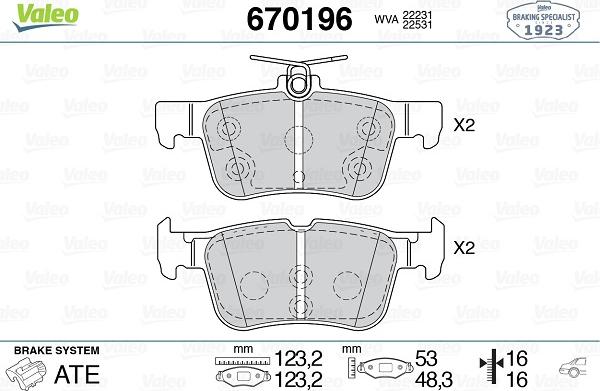 Valeo 670196 - Set placute frana,frana disc aaoparts.ro