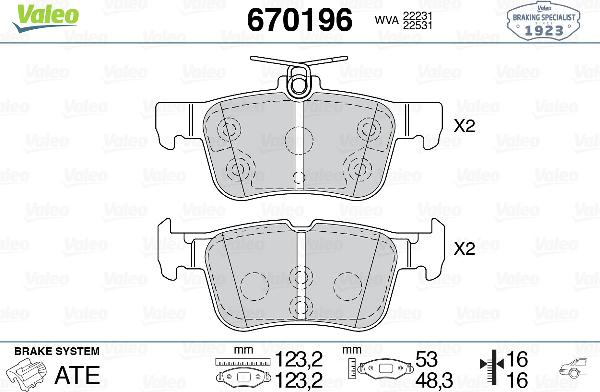 VALEO 670196 - Set placute frana,frana disc aaoparts.ro
