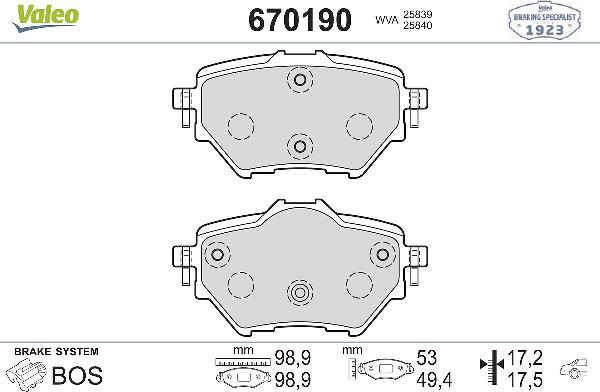 VALEO 670190 - Set placute frana,frana disc aaoparts.ro