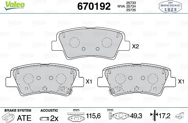 Valeo 670192 - Set placute frana,frana disc aaoparts.ro