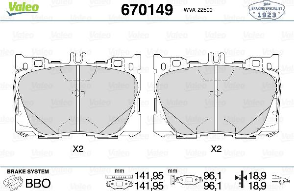 VALEO 670149 - Set placute frana,frana disc aaoparts.ro