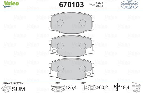 Valeo 670103 - Set placute frana,frana disc aaoparts.ro