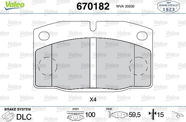 VALEO 670182 - Set placute frana,frana disc aaoparts.ro