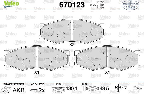 VALEO 670123 - Set placute frana,frana disc aaoparts.ro