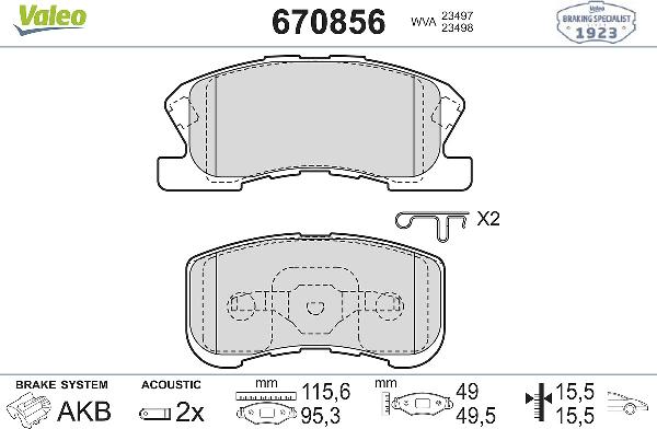 VALEO 670856 - Set placute frana,frana disc aaoparts.ro