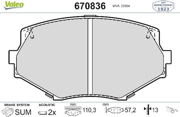 VALEO 670836 - Set placute frana,frana disc aaoparts.ro