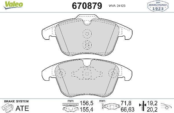 VALEO 670879 - Set placute frana,frana disc aaoparts.ro