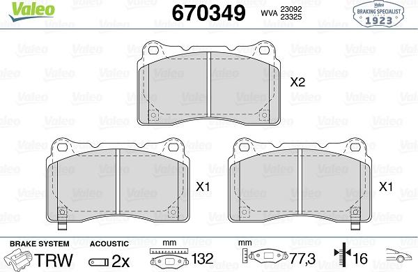 Valeo 670349 - Set placute frana,frana disc aaoparts.ro