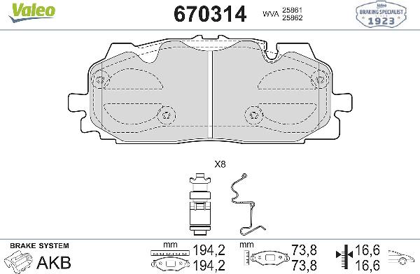 Valeo 670314 - Set placute frana,frana disc aaoparts.ro