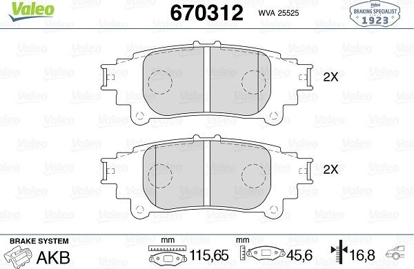 Valeo 670312 - Set placute frana,frana disc aaoparts.ro