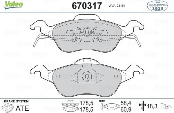VALEO 670317 - Set placute frana,frana disc aaoparts.ro