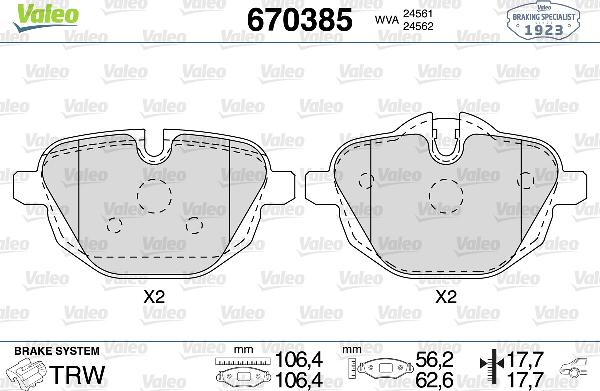 VALEO 670385 - Set placute frana,frana disc aaoparts.ro