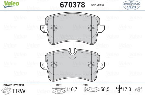 Valeo 670378 - Set placute frana,frana disc aaoparts.ro