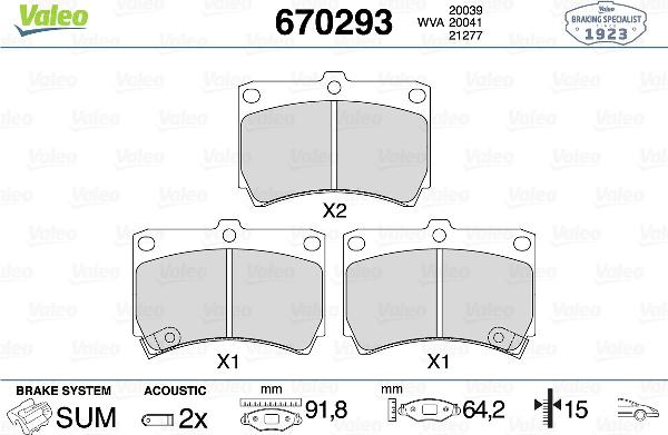 VALEO 670293 - Set placute frana,frana disc aaoparts.ro