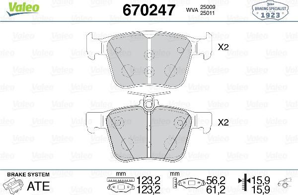 VALEO 670247 - Set placute frana,frana disc aaoparts.ro