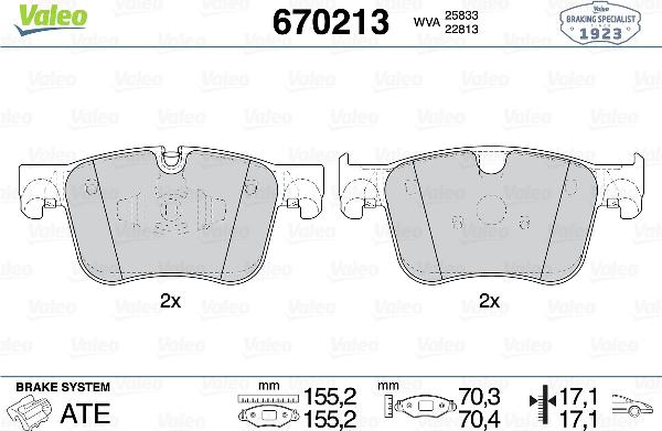 VALEO 670213 - Set placute frana,frana disc aaoparts.ro