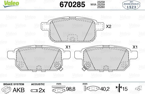 Valeo 670285 - Set placute frana,frana disc aaoparts.ro