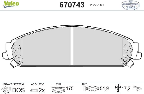 VALEO 670743 - Set placute frana,frana disc aaoparts.ro