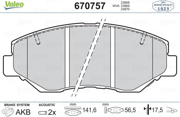 Valeo 670757 - Set placute frana,frana disc aaoparts.ro