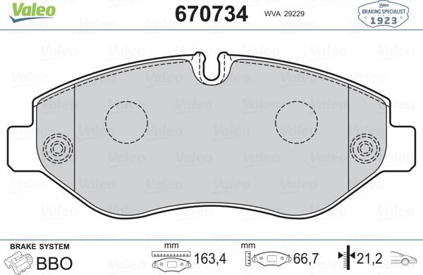 Valeo 670734 - Set placute frana,frana disc aaoparts.ro