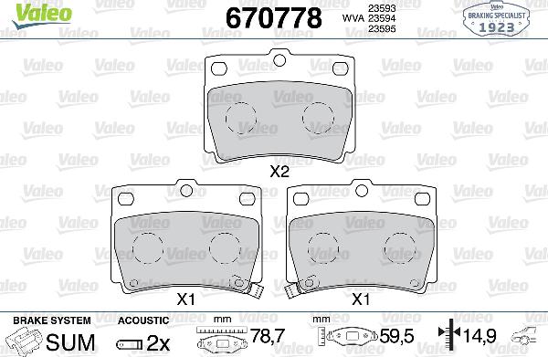 VALEO 670778 - Set placute frana,frana disc aaoparts.ro