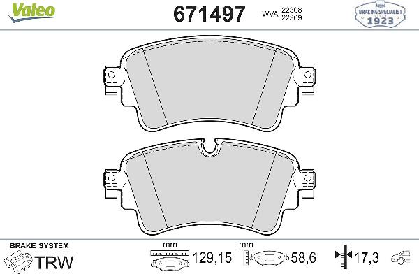 Valeo 671497 - Set placute frana,frana disc aaoparts.ro