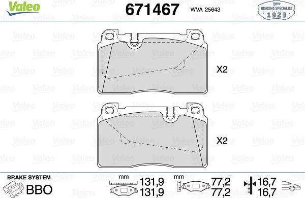 Valeo 671467 - Set placute frana,frana disc aaoparts.ro