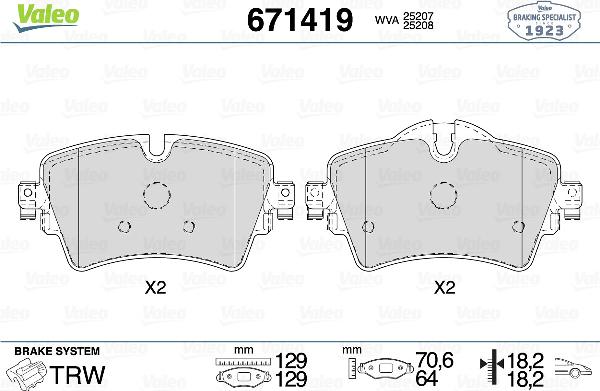 VALEO 671419 - Set placute frana,frana disc aaoparts.ro