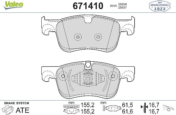 VALEO 671410 - Set placute frana,frana disc aaoparts.ro