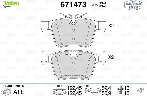 Valeo 671473 - Set placute frana,frana disc aaoparts.ro