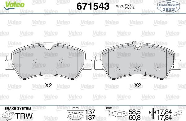 VALEO 671543 - Set placute frana,frana disc aaoparts.ro