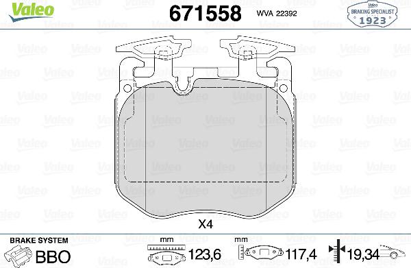Valeo 671558 - Set placute frana,frana disc aaoparts.ro