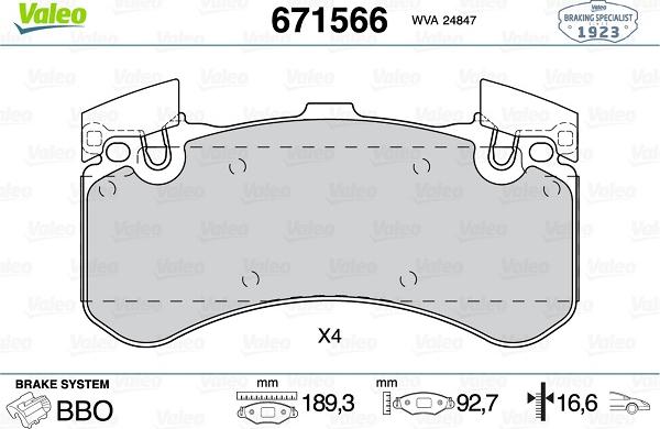 Valeo 671566 - Set placute frana,frana disc aaoparts.ro
