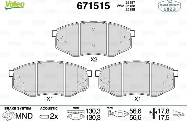 Valeo 671515 - Set placute frana,frana disc aaoparts.ro