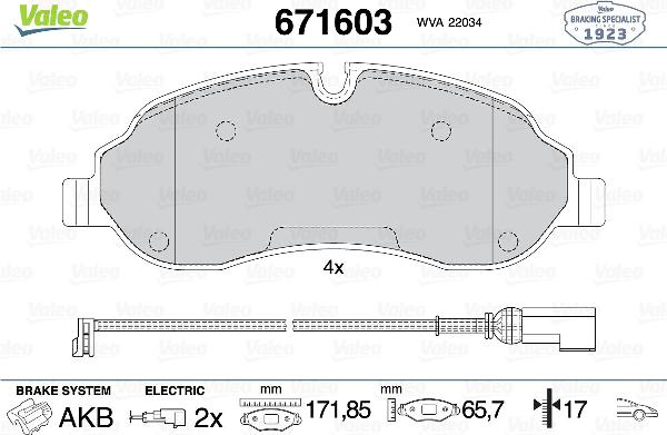 VALEO 671603 - Set placute frana,frana disc aaoparts.ro