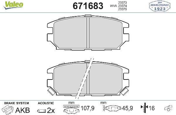 VALEO 671683 - Set placute frana,frana disc aaoparts.ro