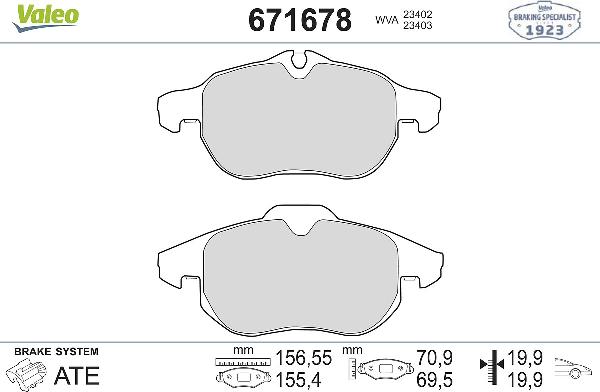 VALEO 671678 - Set placute frana,frana disc aaoparts.ro