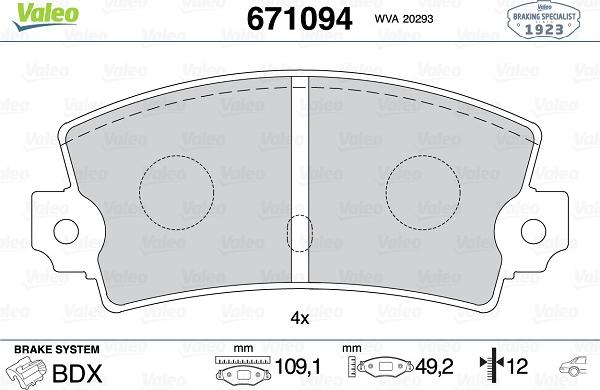 Valeo 671094 - Set placute frana,frana disc aaoparts.ro