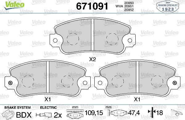 VALEO 671091 - Set placute frana,frana disc aaoparts.ro