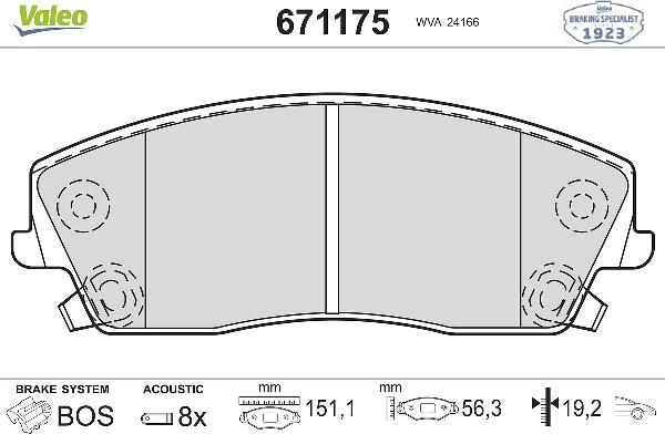VALEO 671175 - Set placute frana,frana disc aaoparts.ro
